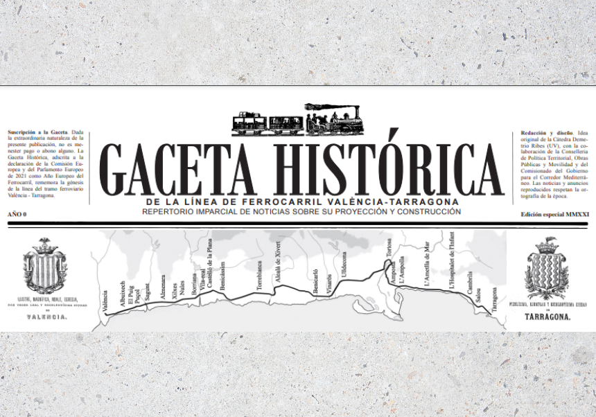 Gaseta Històrica de la línia de ferrocarril València-Tarragona